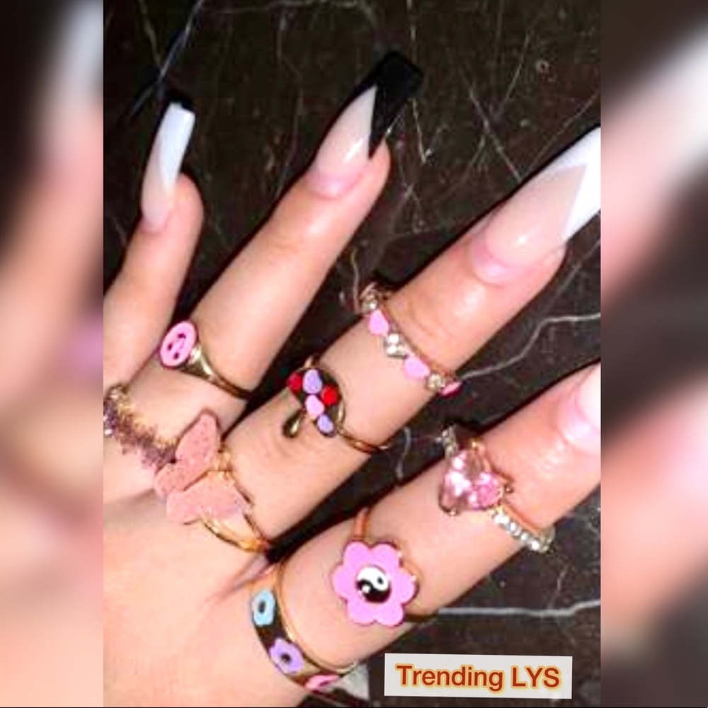 8pcs Yin&Yang Detail Rings